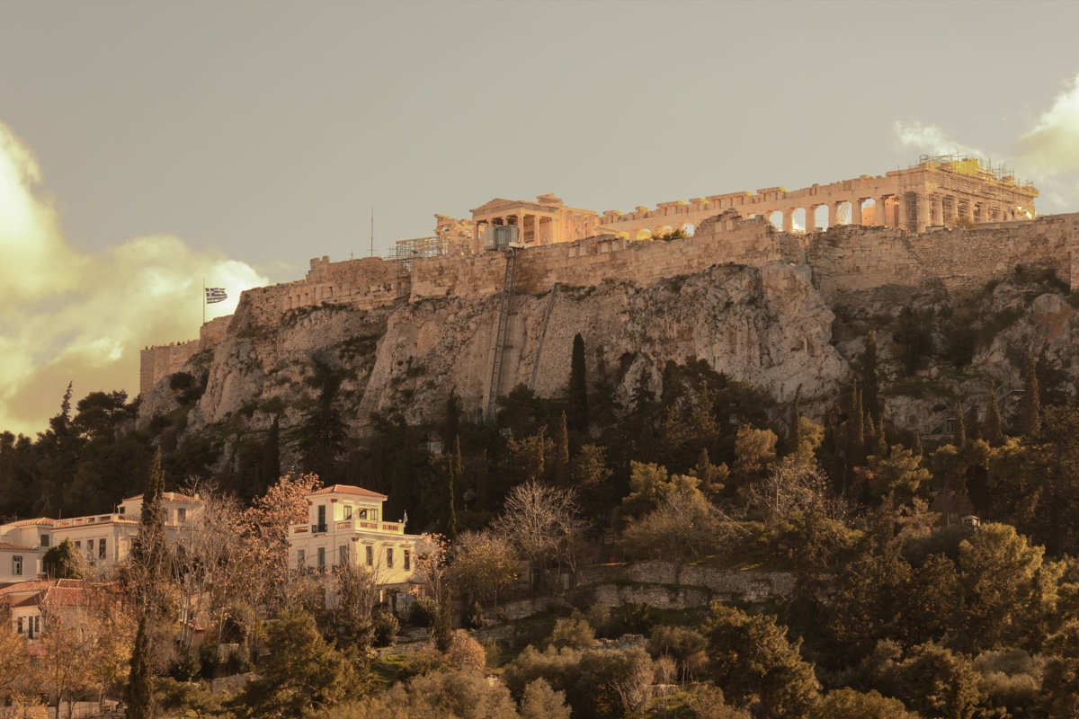 Acropolis Athens Golden Hour Hilltop