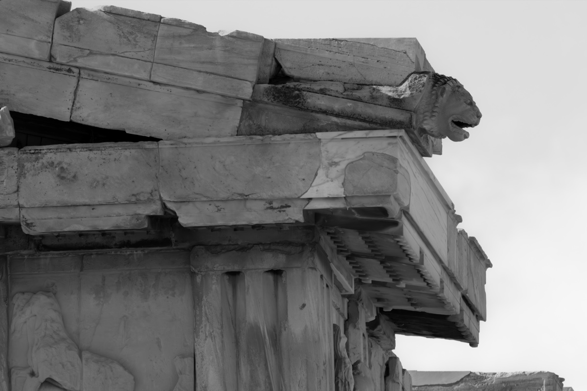 Acropolis Lion Head Waterspout Detail