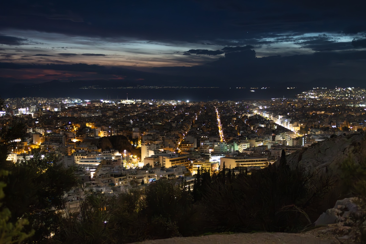 Athens City Lights Night View