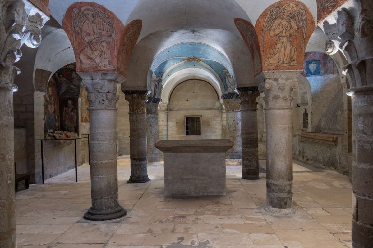 Bayeux Cathedral Crypt Painted Columns