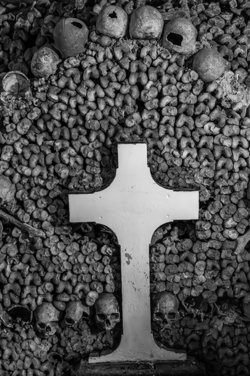 Catacombs Paris White Cross Bone Wall