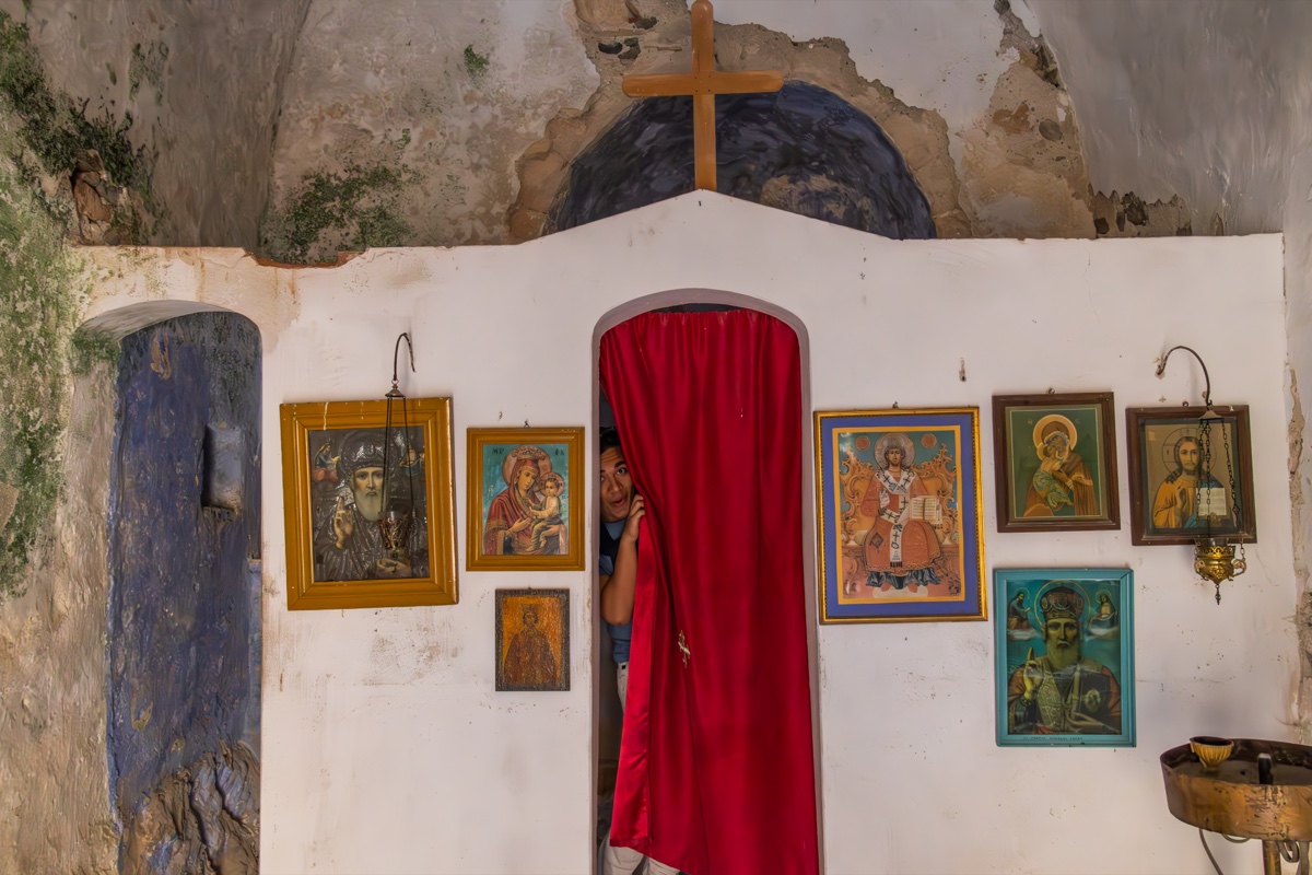 Child Peeking Orthodox Chapel Icons