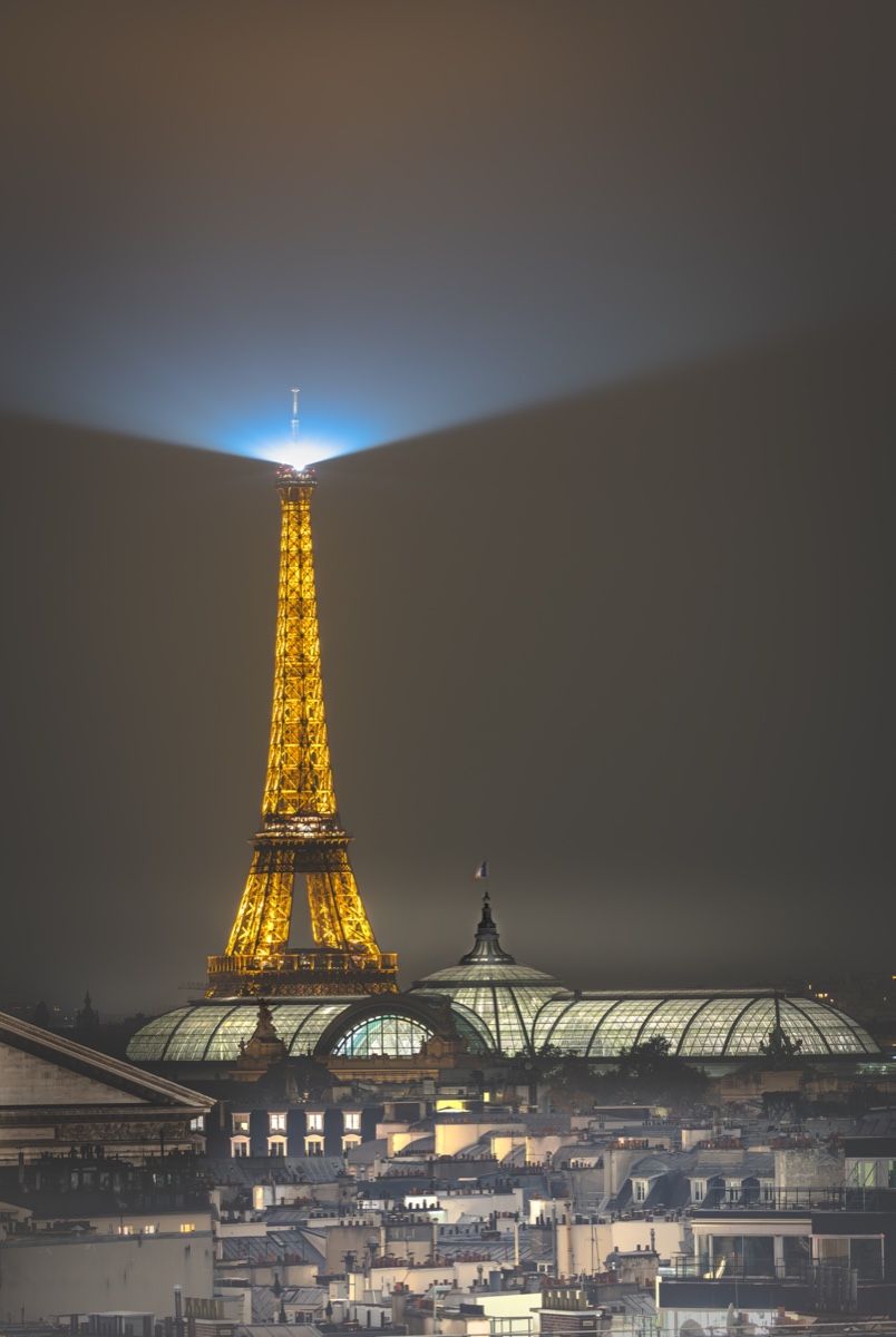 Eiffel Tower Beacon Blue Haze Vertical