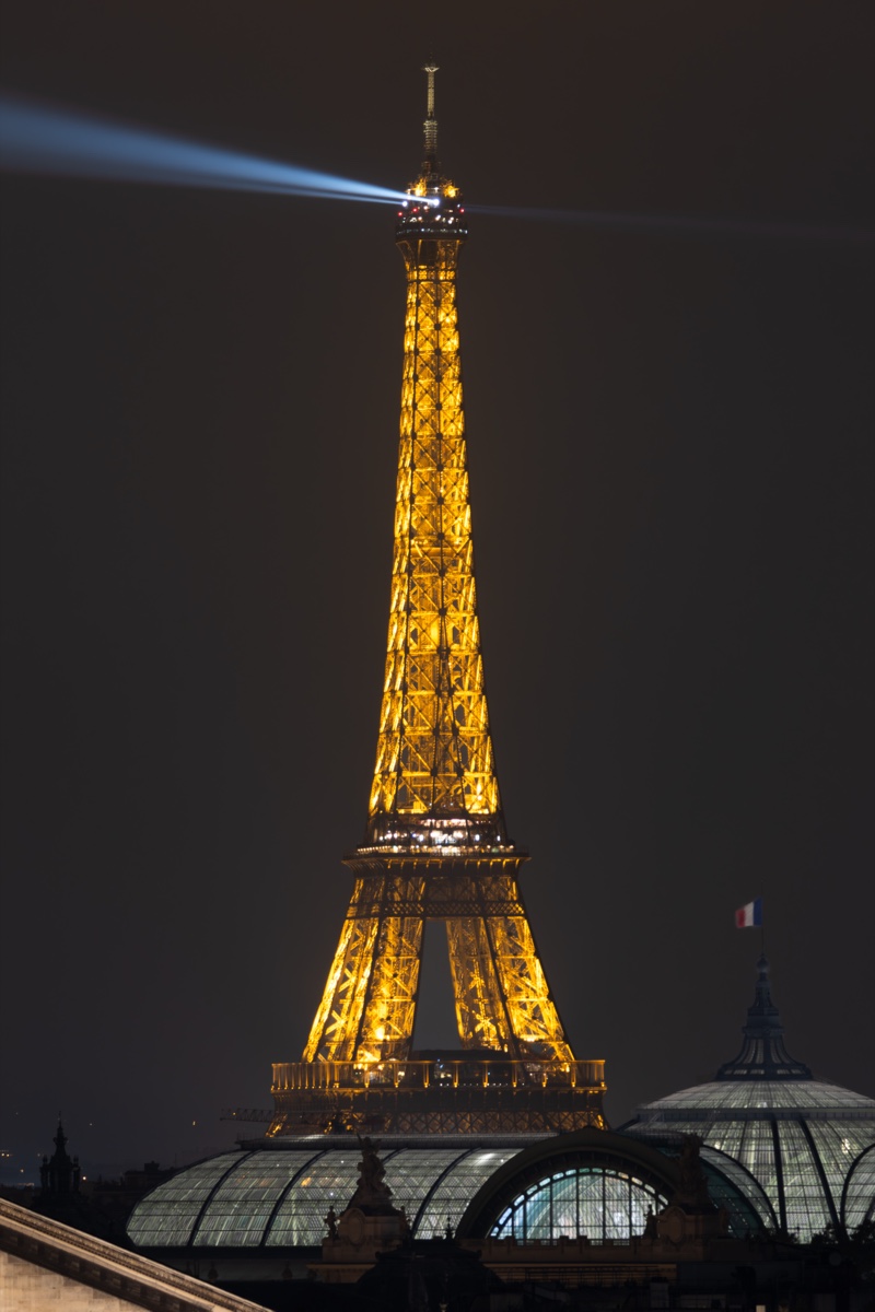 Eiffel Tower Searchlight Golden Glow