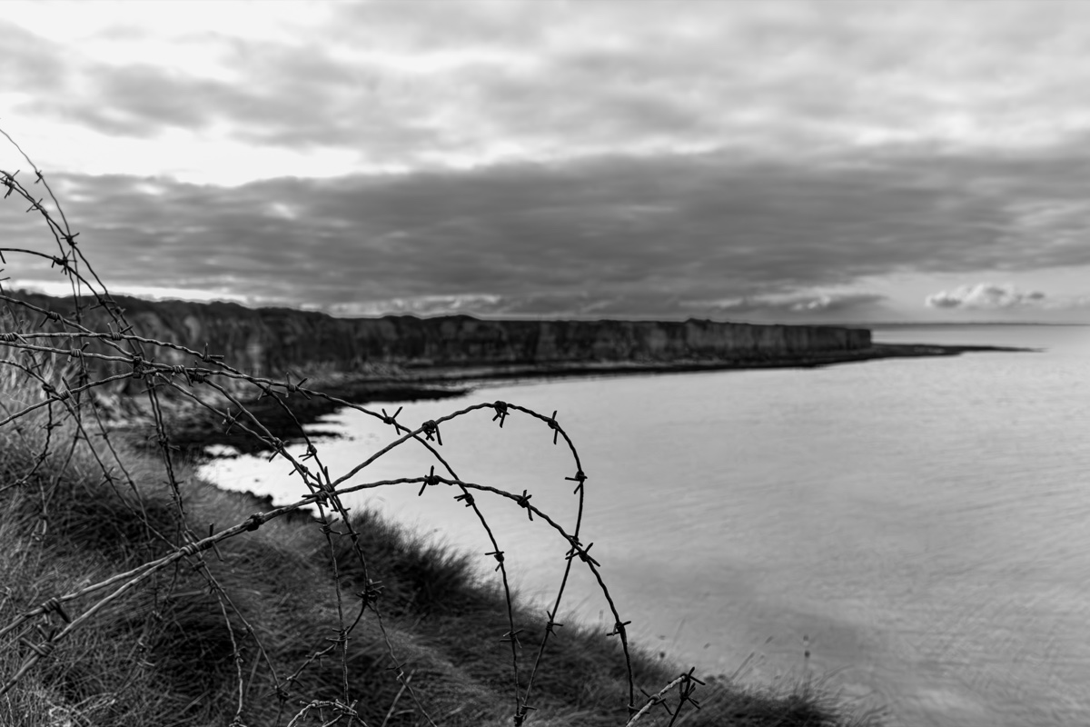 Pointe Du Hoc Barbed Wire Cliffs Bw