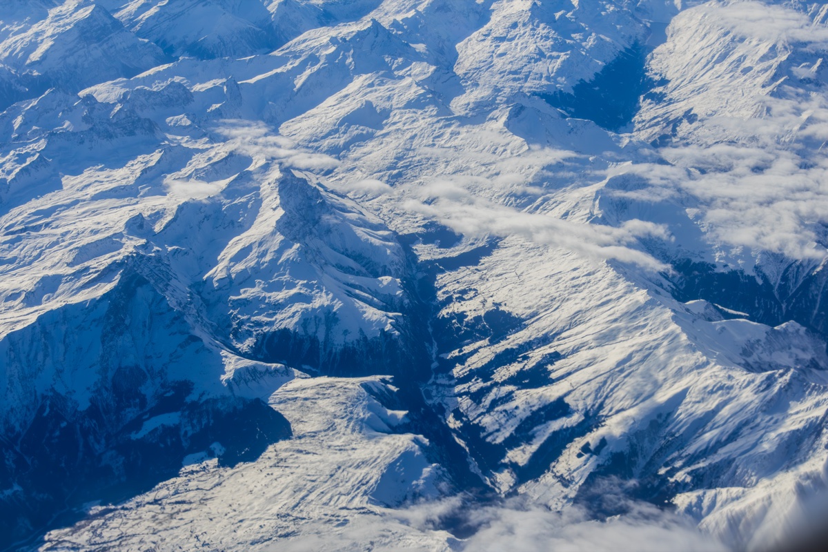 Snow Covered Mountains Aerial View